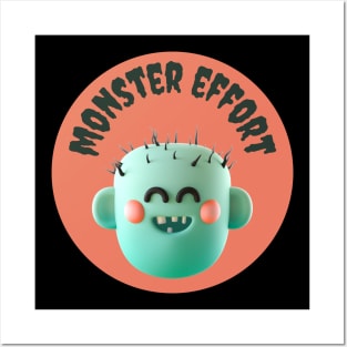 Cute green moster halloween Posters and Art